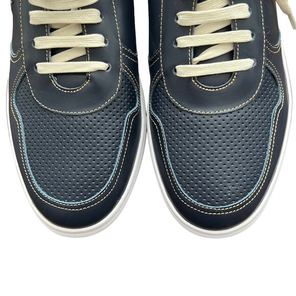 Robert Graham Barrelman Leather Sneakers In Navy Blue Size 11 - Picture 6 of 13